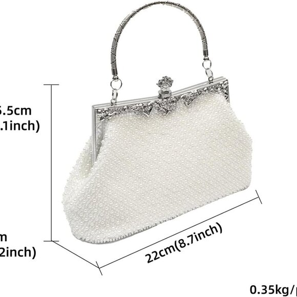 Vintage Beaded Clutch Women's Evening Bag 1920s Style Elegant Wedding Party - Picture 4 of 9